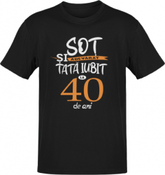 Tricou Sot adevarat si Tata iubit la 40 de ani negru XL 