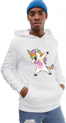 Hanorac Barbati Alb - Cool Unicorn XL