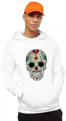 Hanorac Barbati Alb - Sugar Skull Colorful XL 