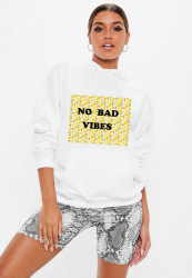 Hanorac dama alb - No Bad Vibes L 
