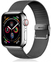 Curea metalica MTP Meshed Milanese Loop pentru Apple Watch 6/5/4/3/2/1 Diagonala 44 mm Negru 
