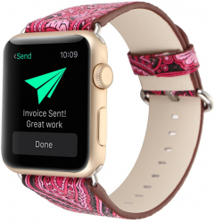 Curea Piele Model Traditional Compatibila cu Apple Watch 7 41mm Roz 