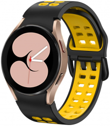 Curea Silicon MTP Sport Band compatibila cu Samsung Galaxy Watch 4 44mm 20mm Negru/Galben 