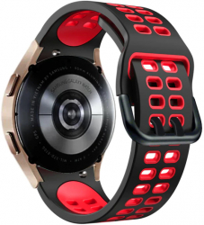 Curea Silicon MTP Sport Band compatibila cu Samsung Galaxy Watch 4 Classic 42mm 20mm Negru/Rosu 