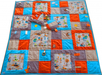 Covoras de joaca patchwork Multicolor 1 jucarie textil 120 cm x 120cm 
