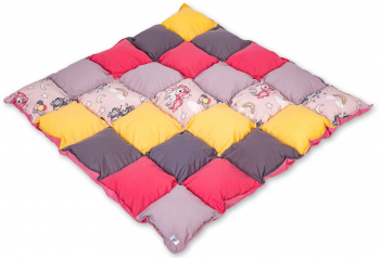 Covoras de joaca pufos Unicorni roz 100x100 cm