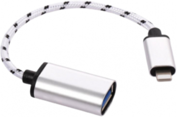 Adaptor OTG bidirectional cu interfata USB 3.0 la conector lightning 15 cm Alb SOHO4411 