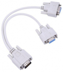 Cablu video tip splitter compatibil VGA tata la 2 x VGA mama pentru TV PC 20 cm Alb SOHO4418 