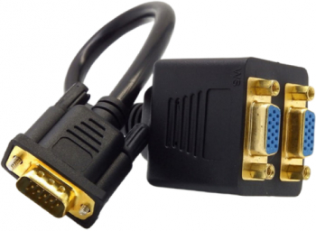 Cablu video tip splitter compatibil VGA tata la 2 x VGA mama pentru TV PC 20 cm Negru SOHO4416 