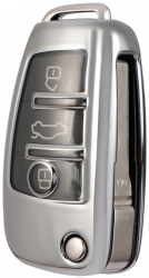 Husa Cheie Briceag Audi 3 Butoane Culoare Argintiu TPU+PC