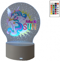Lampa de veghe LED Printesa Celestia 16 culori lumina ambientala cu telecomanda alimentare USB sau 3 baterii AA
