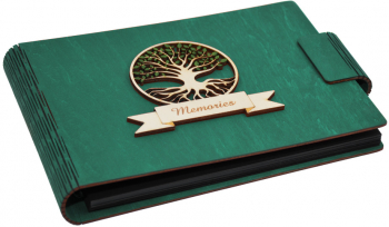 Album foto A5 personalizat din lemn Verde inchis Piksel GuestBook Caiet amintiri Pomul vietii 