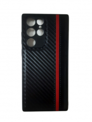 Husa compatibila cu Samsung Galaxy S22 Ultra semiflexibila din carbon Negru-rosu SOHO4494 