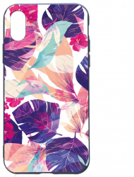 Husa Silicon Compatibila cu Apple iPhone XS / X Tropical Flowers rezistenta la uzura Alaskan Blue AB 71 
