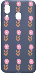 Husa Silicon Compatibila cu Samsung Galaxy A20 Flowers Pattern rezistenta la uzura Alaskan Blue AB 505 
