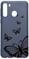 Husa Silicon Compatibila cu Samsung Galaxy A21 Butterfly rezistenta la uzura Alaskan Blue AB 79 