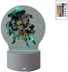 Lampa De Veghe LED anime Naruto Naruto Team 16 Culori cu telecomanda Lumina Ambientala Alimentare USB sau 3 baterii AA 