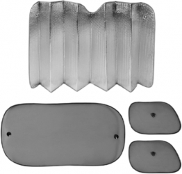 Set cu 4 parasolare auto cu fixare tip ventuza material aluminiu si plasa translucida Negru SOHO4540 