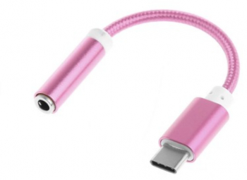 Adaptor audio universal conectori Type-C si Jack 3.5mm 10 cm Roz SOHO4575