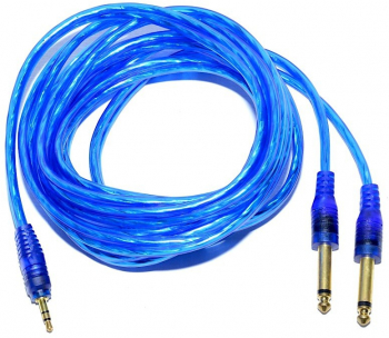Cablu audio cu conectori JACK 3 5 TATA STEREO - 2 JACK 6 3 TATA MONO 5 m siliconat Albastru SOHO4578 