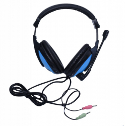 Casti standard pentru gaming scoala call-center cu conectare la PC microfon reglabil model LH-760 2m Albastru SOHO4580 