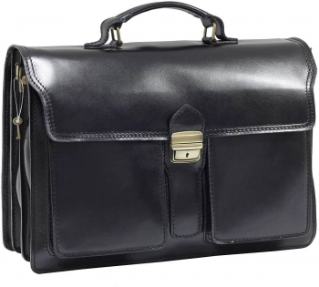 Geanta barbati business din piele naturala L902 NEGRU portlaptop 