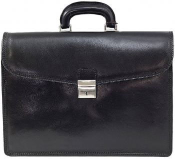 Geanta barbati din piele naturala port laptop 15.6 greutate redusa neagra B4047 