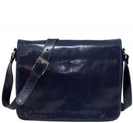 Geanta din piele naturala vachetta MESSENGER port laptop 15 and rdquo bleumarin L5544K 