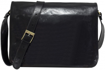 Geanta Messenger din piele naturala vachetta port laptop de 15 and rdquo buzunare multifunctionale la interior negru L5561 