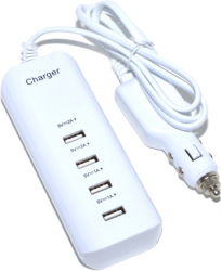 Incarcator auto multiport 4xUSB compatibilitate universala 12-24V 20W 4000mA 1.2m Alb SOHO4579 