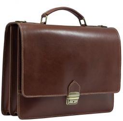 Servieta office din piele naturala cognac 