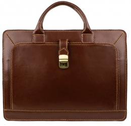 Servieta office din piele naturala cognac 