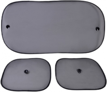 Set cu 3 parasolare auto cu fixare tip ventuza material poliester pentru laterale si luneta Negru SOHO4541 