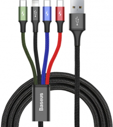 Cablu Incarcare Baseus USB la Lightning - USB la MicroUSB - USB la USB Type-C Rapid 1.2 m Negru SOHO4585 
