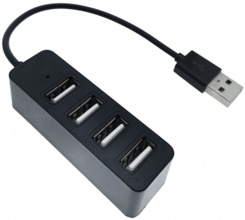 Hub cu 4 x porturi USB 2.0 LED universal 65x20x18 mm lungime 10 cm Negru SOHO4658 