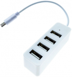 Hub cu 4 x porturi USB 2.0 si conector USB-C LED universal 65x20x18 mm lungime 10 cm Alb SOHO4660 