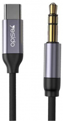 Cablu audio conectori Lightning la Jack 3.5 mm 1m material textil Gri SOHO4687 