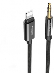 Cablu audio conectori Lightning la Jack 3.5 mm 1m material textil Negru SOHO4686 