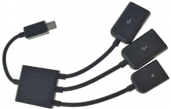 Hub OTG cu 2 porturi x USB 2.0 si 1port x MicroUSB conectare mufa MicroUSB 185x130x55mm lungime 13 cm SOHO4663