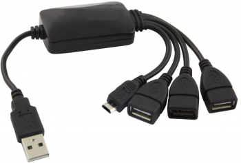 Hub USB 2.0 cu 3 x porturi USB si conector microUSB Negru SOHO4665 