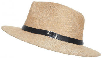 Palarie panama barbat paie banda neagra din piele PAMI PB-1221-220 58 cm Crem 