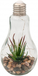 Bec decorativ cu pietricele si planta artificiala incluse luminite 22 cm 