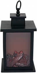 Felinar decorativ negru tip semineu-patrat pentru casa si gradina cu inel de prindere 