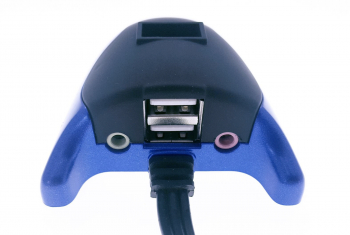 Hub si placa de sunet 2in1 cu 3 porturi USB interfata USB 2.0 2 iesiri jack 3.5mm mama LED 45 cm Negru-Albastru SOHO4731