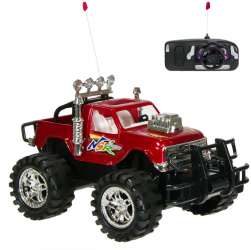 Masinuta de teren tip off-road cu telecomanda rezistenta la socuri rosie 