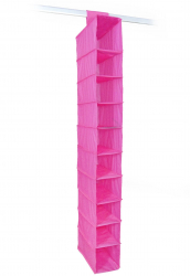 Organizator de panza pantofi sau haine 10 compartimente de culoare roz dimensiune 15 x 30 x 122 cm 