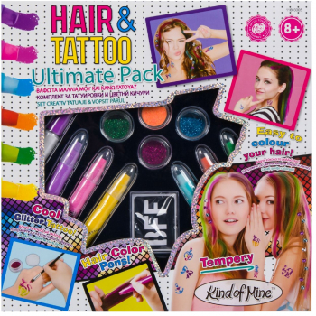 Set de tatuat colorat parul cu sclipici multicolor