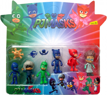 Set 6 figurine PJ Masks si 3 accesorii 8 cm