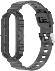 Curea compatibila cu Xiaomi Mi Band 5 si 5 NFC Xiaomi Mi Band 6 si 6 NFC Amazfit Band material plastifiat ABS Gri inchis SOHO4964 