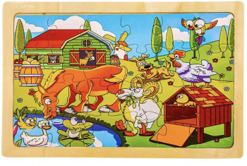 Puzzle Educational- Ferma animalelor 1 24 piese material lemn SOHO4972 